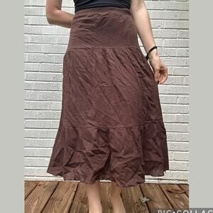 Claudia Richards Vintage 90's Brown Tiered Maxi Skirt
